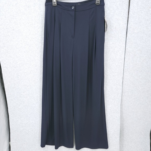 Lauren Ralph Lauren Pants - Ralph Lauren Stretch Jersey Wide Leg Navy Button Dress Pants Womens Size 6 NWT